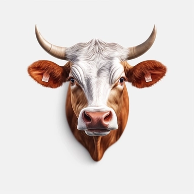 3D Super Realistic Ayrshire Cow Head Clipart