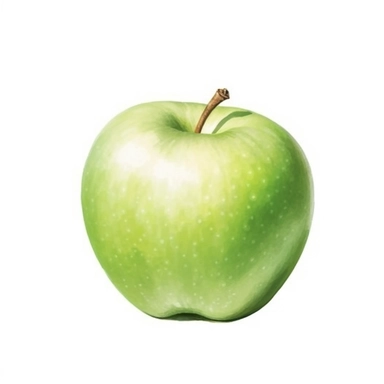 watercolor green apple clipart, white background, realistic with high details, beautifully colored with strong palette pastel colors, 32k hd, detailed quality