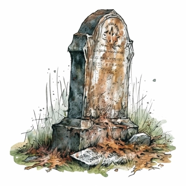 blank old Western grave headstone, no writing, rusty, dusty, watercolor, clipart, white background