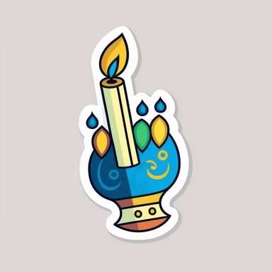 vector sticker design, Hanukkah clipart, white background, flat colors