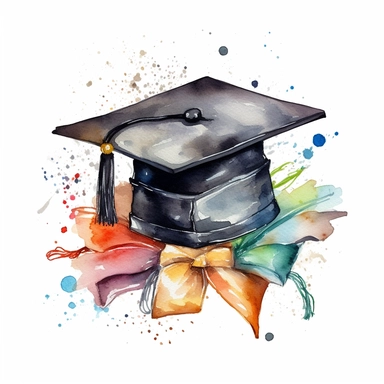 watercolor graduation diploma clipart, white background