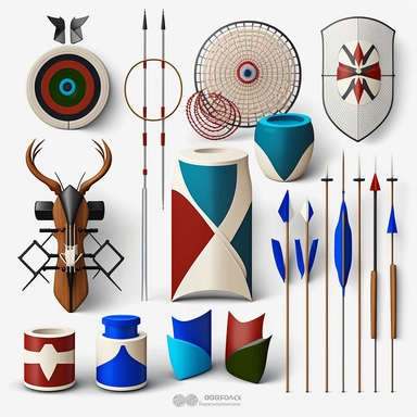 Olympic archery equipment clipart set