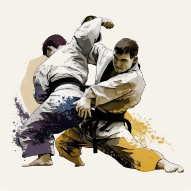 Two brazilian jiu jitsu fighting, clipart, white background
