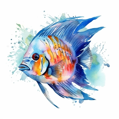 watercolor sea angel fish, different species clipart on a white background - <@412499770695745538> (relaxed) - <@412499770695745538> (Waiting to start)
