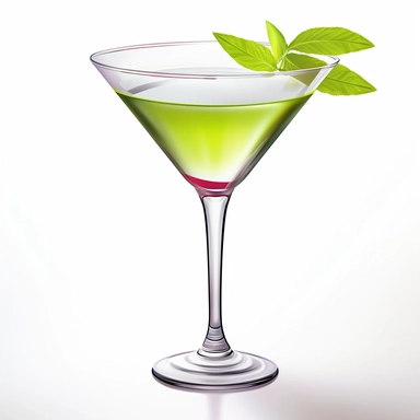Sharp Illustration of a Gimlet Cocktail clipart aginst white background, illustration style, vibrant colors, unreal engine 5, detailed illustration, high resolution, high quality, solid white background