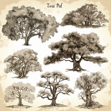 10 Tree ink clipart, realism