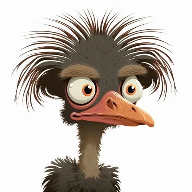 cartoon of mutt mixed ostrich, cute, funny, clipart style, vector style, white background