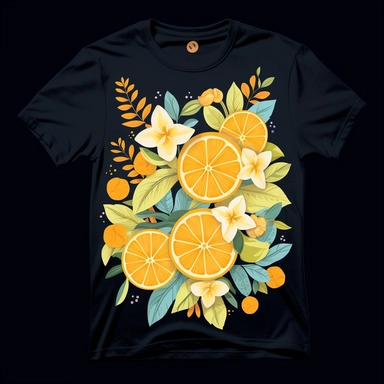 [4144995155210561] Summer Citrus T Shirt Vector, Summer Vibe Citrus T Shirt Design, Summer Clipart, Citrus, Hd, by Hsiao Ron Cheng,intricate, dark black background,vector