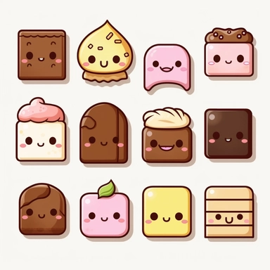 cute and kawaii chocolate clipart on a white background