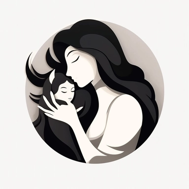 minimalist black and white clipart mother's day, svg, white background
