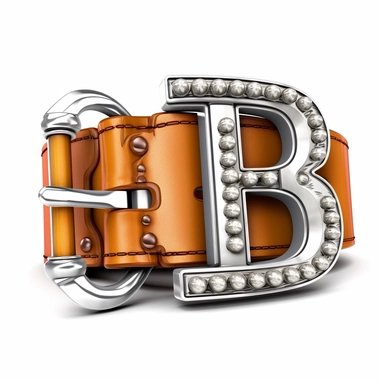 clipart Leather belt with alphabet buckle , capital letter B, creative, white background
