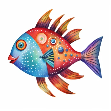 a whimsical fish clipart on white background