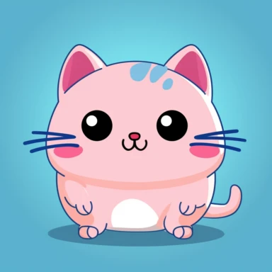a cartoon type chubby kitten isolated on blue screen, in the style of kawaii art, contest winner, creative commons attribution, algeapunk, duckcore, innovative page design, stock photo cute kawaii colorful chubby kitten clipart illustration, in the style of playful animation, humorous tone, light pink, creative commons attribution, uhd image, angura kei, crisp graphic design lil chubby kitten character funny smiley face character character kawaiifu design blog, in the style of matt bors, uhd ima