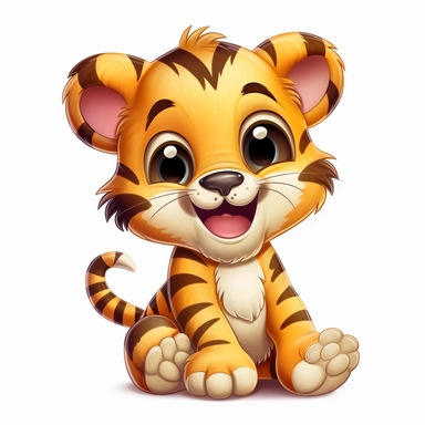 Cute Baby tiger cartoon,a unique cute baby animal clipart unveils a world of innocence, joy, and endless adorableness