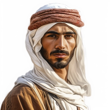 clipart Ancient Arab Young man, photo realistic, white background