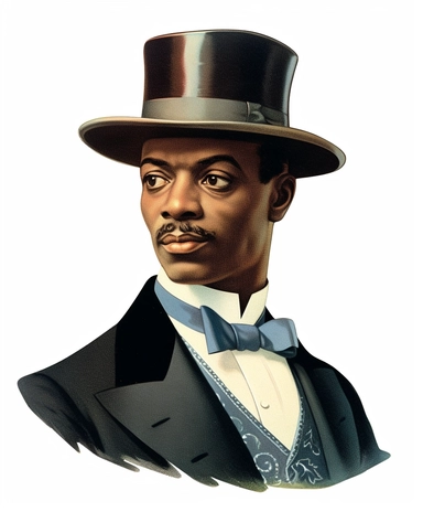 Vintage 1920 Portrait of a black Gentelman in a Stingy brim Hat Illustration , Chromolithograph, Die Cut, 1920s Illustration, Vintage, Chromolithograph, Colorful, Antique, Ephemera, Clipart, 8k, Isolated on white