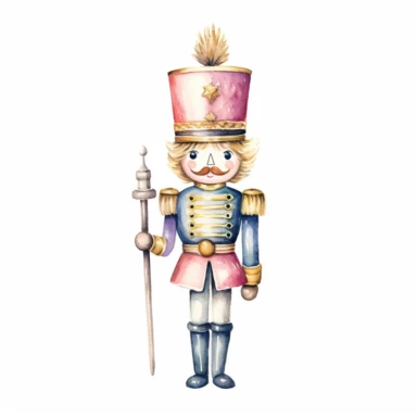 nutcracker illustration soft watercolour high resolution white background clipart