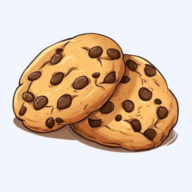 chocolate chip cookies clipart, cartoon style, no background
