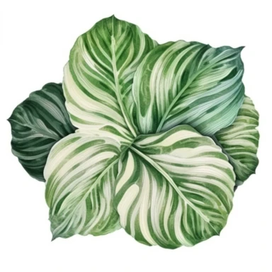 calathea medallion leaf clipart illustration watercolor detailed white background 8k