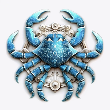 mystical astrological Cancer zodiac sign, fantasy, fairytale, storybook, 3D, celtic style, clipart, digital painting, light ink, very detailed, very realistic, white background, bright mood, 4k quality