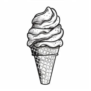 ice cream. simple. minimalist. line work. black line no shading. clipart. white background,8k,--q3
