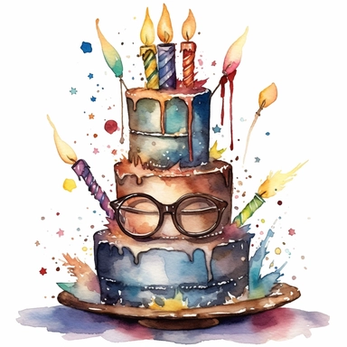 watercolor harry potter theme birthday cake clip art