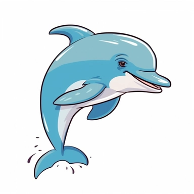 adorable simple dolphin clipart, white background