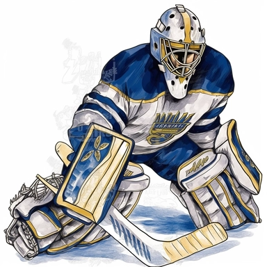 clipart of hockey goalie, white background, charicature