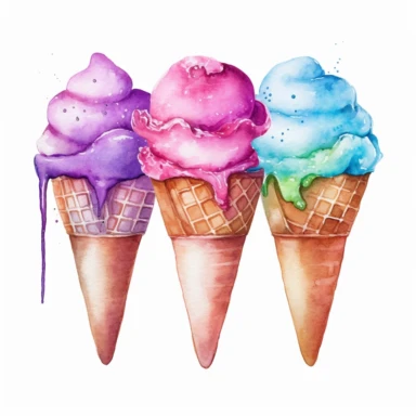 watercolor ice cream cone clip art white background
