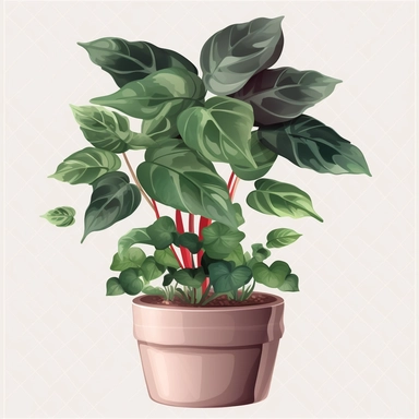 Clipart, vector, potted plant, with transparent background