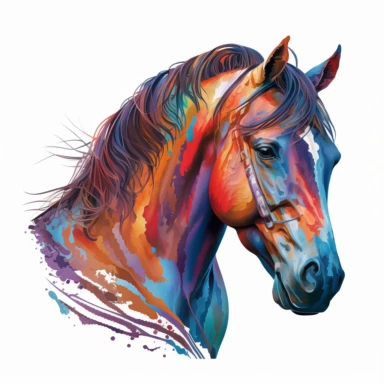 Colorful Quarter Horse head clip art with clean white background