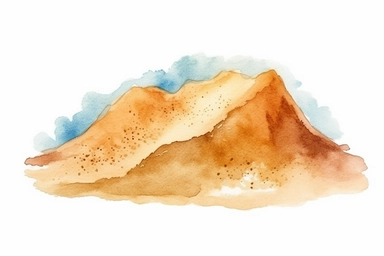 watercolor clipart, sand on a beach, contour, isolated white background, low color saturation,