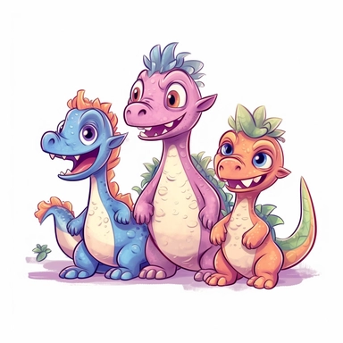 Simple cute delightful dinosaur family for kids clipart