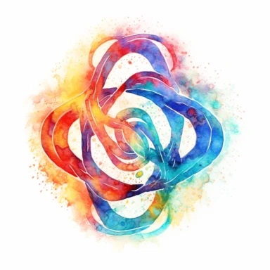 infinity fractal clipart, watercolor, vibrant chakra colors, on white background