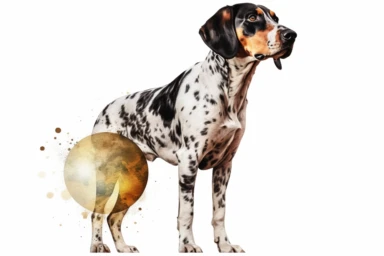 Watercolor, American Leopard Hound Dog , clipart, hd, on a white background, spaced out