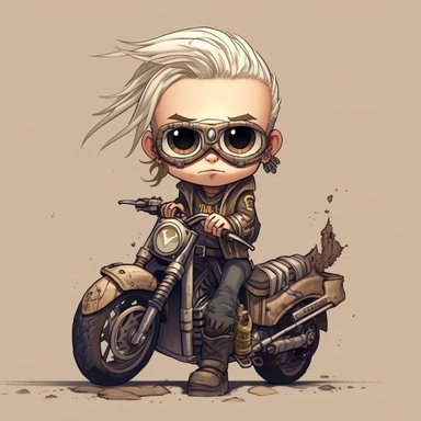 Comfy elvish chibi boy, punk rock mix arabian, excited faces whilley a bike, smiley faces, mad max jacket, renaissance, cables on his body, grunge aesthetic, eid, wallpaper tall , rich color, clipart