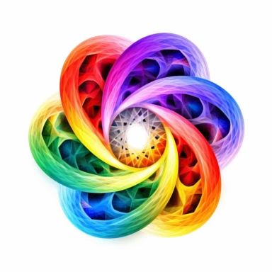 infinity fractal clipart, vibrant chakra colors, on white background