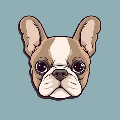 french bulldog face doggy drawing cartoon, clipart, image, in the style of clean minimalist lines, rounded forms, quiet contemplation, rhythmic lines, high resolution, playful and ironic, clean-lined