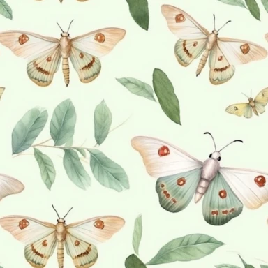 Moth Clipart - moth illustrations, clipart, beautiful, tiger moth, luna moth, beautiful, watercolor, with leaves and flowers, pastel color