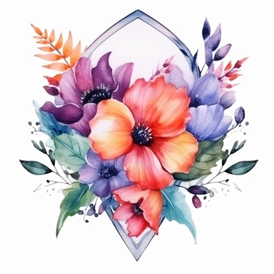 watercolor clipart shield frame flowers
