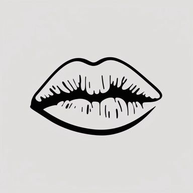 simple outline of cartoon lips, minimalist, black on white, lineart, 2d flat file, silhouette, clipart, svg
