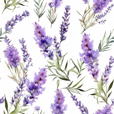 (Lavender), herbs, vintage, Watercolor, vector, white background, clipart, Seamless patterns, repeating patterns design, flat illustration, outlined , Vector, 4K, Art station, digital print, highly detailed clean, A detailed illustration a field,3D vector art, cute and quirky, fantasy art, watercolor effect, bokeh, Adobe Illustrator, hand-drawn, digital painting, low-poly, soft lighting, bird's-eye view, isometric style, retro aesthetic, focused on the character, 4K resolution, vector image, pho