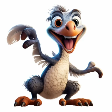 clipart, cartoon Utahraptor, in the style of imax, playful and lighthearted compositions, childlike innocence and charm, uhd image, realistic and hyper-detailed renderings, movie still, utilizes, white background
