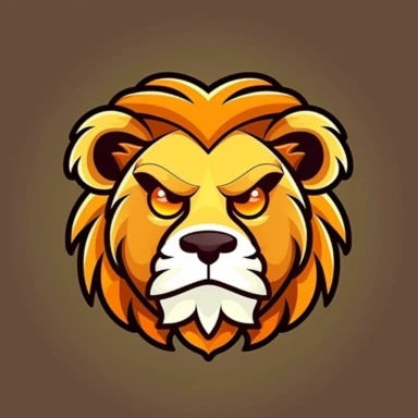 Cute lion face, cartoon, clipart, mascot, isolated on random background