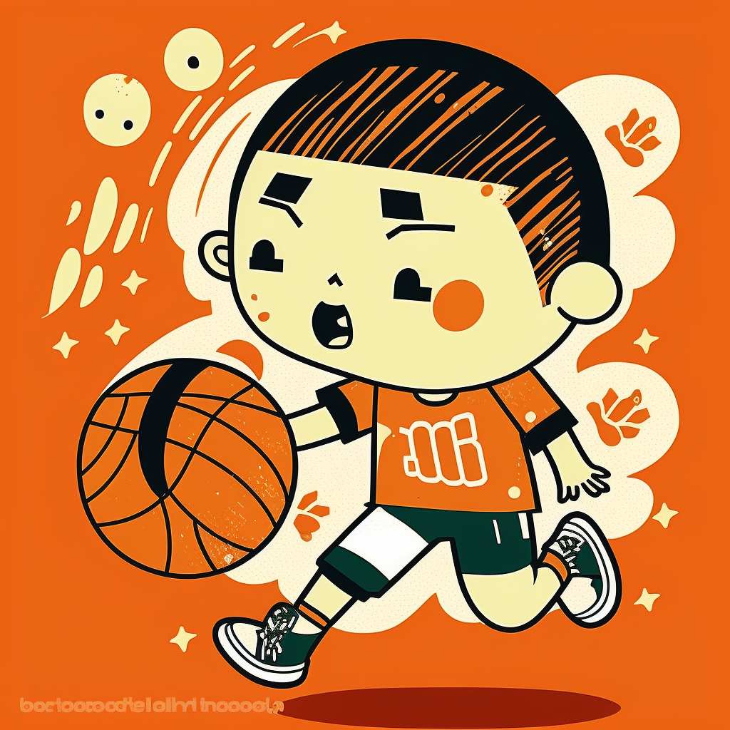 kawaii boy basketball player in action, basketball Clipart, vector ...