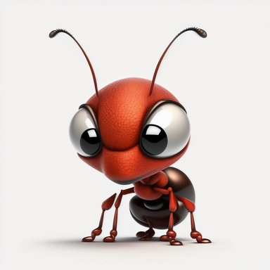 cute red ant, white backround, clipart, funny cartoon
