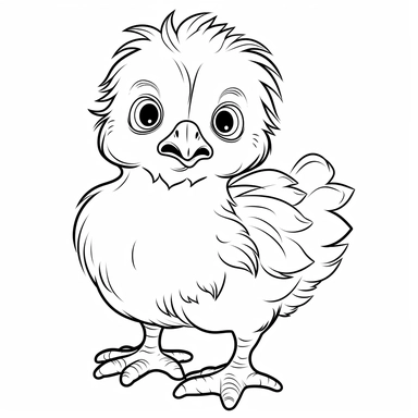 clipart digital svg black line design of cute chicken on a white background no shading no color