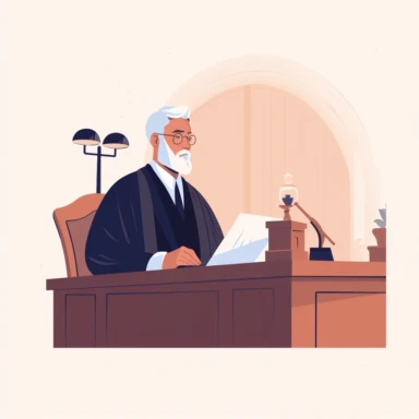 vector design, judge in the courtroom, flat modern illustration, clipart, very simple picture, white background, soft gradient transition, natural colors, object portraiture specialist, uniformly staged images, animated illustrations