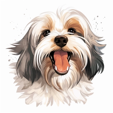 clipart of a happy havanese, americana style, portrait, white background, vector style