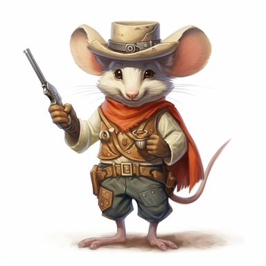 mouse as a wild wild west blacksmith, by martha morrison 0 12, in the style of fantasy characters, neo-victorian, beatrix potter, magali villeneuve, playful character design, colorful costumes, Dusty Brown and Sand Beige and Rust Orange and Sage Green and Denim Blue and Crimson Red and Gold and Black and Charcoal Gray and Silver , clipart, white background
